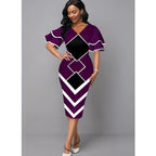 Damen Figurbetontes Kleid mit einzigartigem geometrischem Design R&B