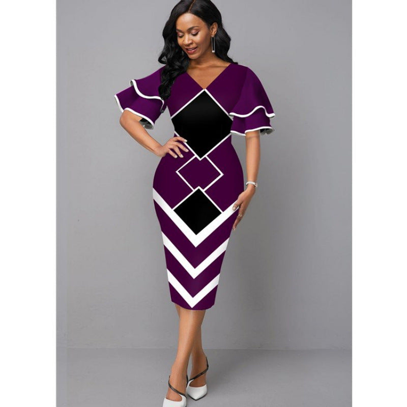 Damen Figurbetontes Kleid mit einzigartigem geometrischem Design R&B