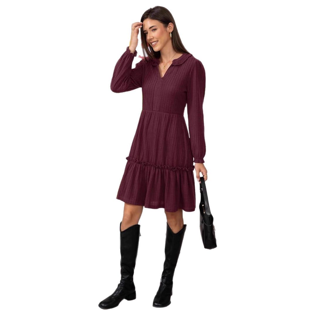 Damen Lockeres Freizeitkleid mit Rüschendetails und eleganter Knopfleiste R&B
