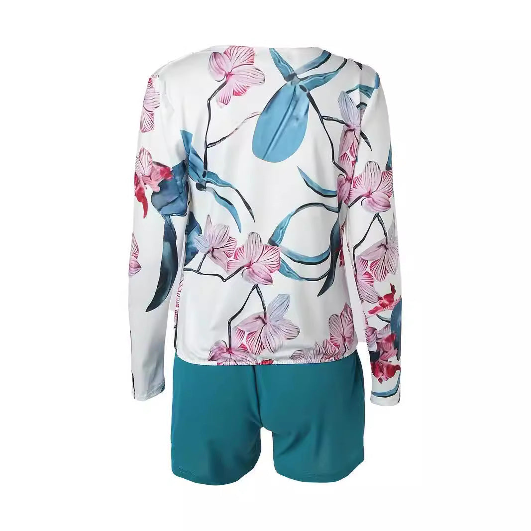 Damen Floral Bedruckte Body mit Wrap-Ausschnitt R&B