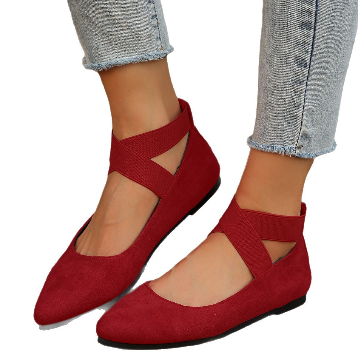 Damen elegante Ballerinas mit verstellbarem Riemchendesign R&B