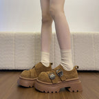Damen modische Schnürschuhe mit klobiger Gummisohle und auffälligen Schnallen R&B