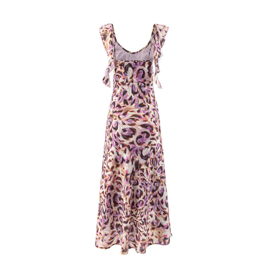 Damen Maxikleid mit elegantem Rüschensaum und floralem Muster R&B