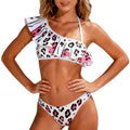 Damen Asymmetrischer Bikini mit fließenden Rüschen R&B