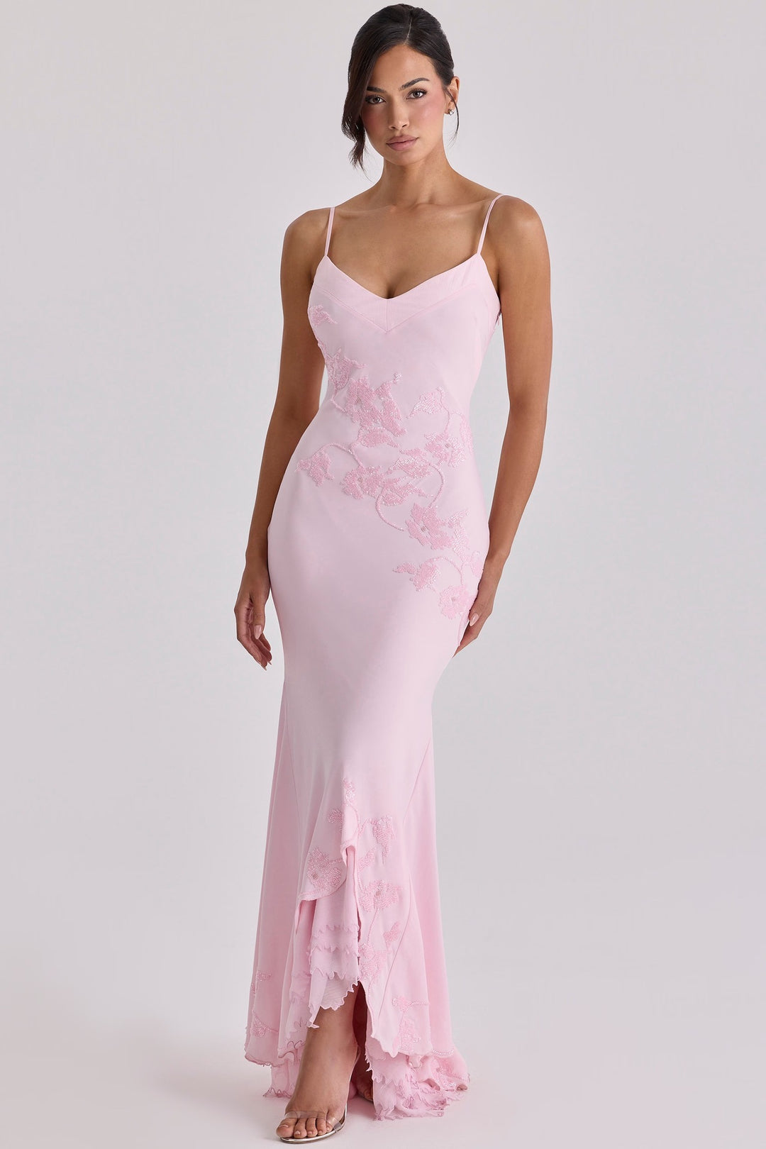 Damen Elegantes Abendkleid mit floralem Spitzenbesatz R&B