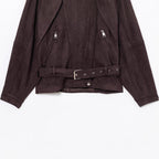 Damen Elegante Wildlederjacke mit modischen Schnallen und praktischen Taschen R&B
