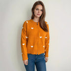 Damen Strickjacke mit Herzmotiv und modernem Reißverschluss R&B