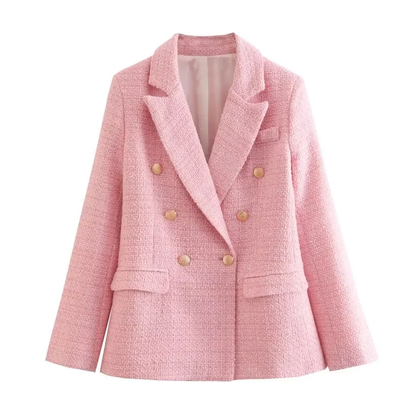 R&B | Gemischter Doppelreiher Tweed Blazer Damen