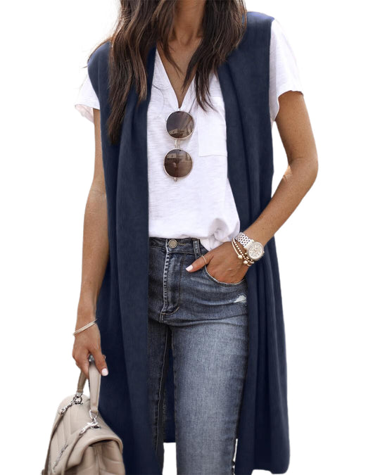 Damen Strickweste im lässigen Oversized-Design mit offenen Fronten und kurzer Ärmellänge R&B