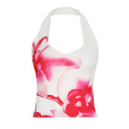 Damen Haltertop mit floralem Design und tiefem Ausschnitt R&B