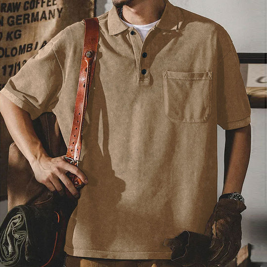 Herren Kurzarm-Polohemd mit praktischer Brusttasche und klassischem Kragen R&B