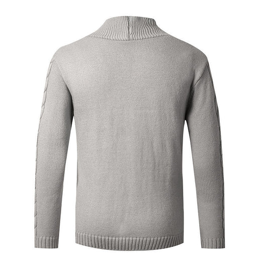 Herren Strickjacke mit elegantem Zopfmuster und hohem Kragen R&B
