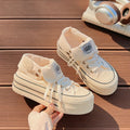 Damen Hochplatform Sneakers mit modischem Stoff-Obermaterial und lockerer Schnürung