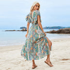 Damen Maxi-Kleid mit voluminösen Ärmeln und Paisley-Muster R&B