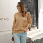 Damen Strickpullover mit strukturiertem Zopfmuster und Rollkragen R&B