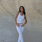 Damen trendiges Sport-Outfit mit schickem Oberteil und enganliegenden Leggings R&B