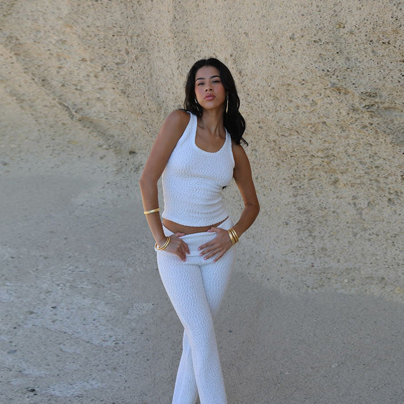 Damen trendiges Sport-Outfit mit schickem Oberteil und enganliegenden Leggings R&B