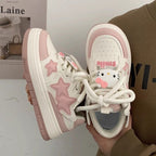 Damen Modische Sneakers mit Sternen-Applikationen und gepolsterter Sohle R&B