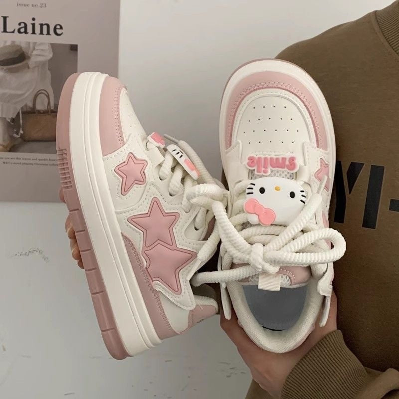 Damen Modische Sneakers mit Sternen-Applikationen und gepolsterter Sohle R&B