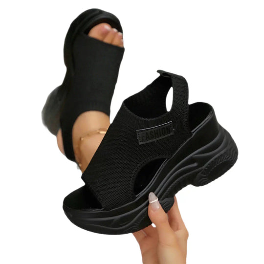Damen Komfortable und modische Riemchen-Sandalen mit Plateau-Rand R&B