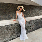 Damen gehäkeltes Strandmaxikleid R&B