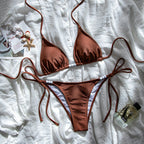 Damen Triangel-Bikini mit spielerischem Punktedesign und verstellbaren BindR&Bändern R&B
