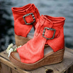 Damen Wedge-Stiefel mit modischem Buckle-Design R&B