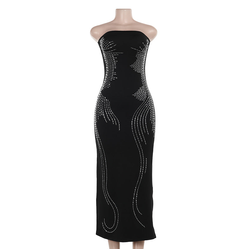 Damen Elegantes Bandeau-Minikleid mit funkelnden Akzenten R&B