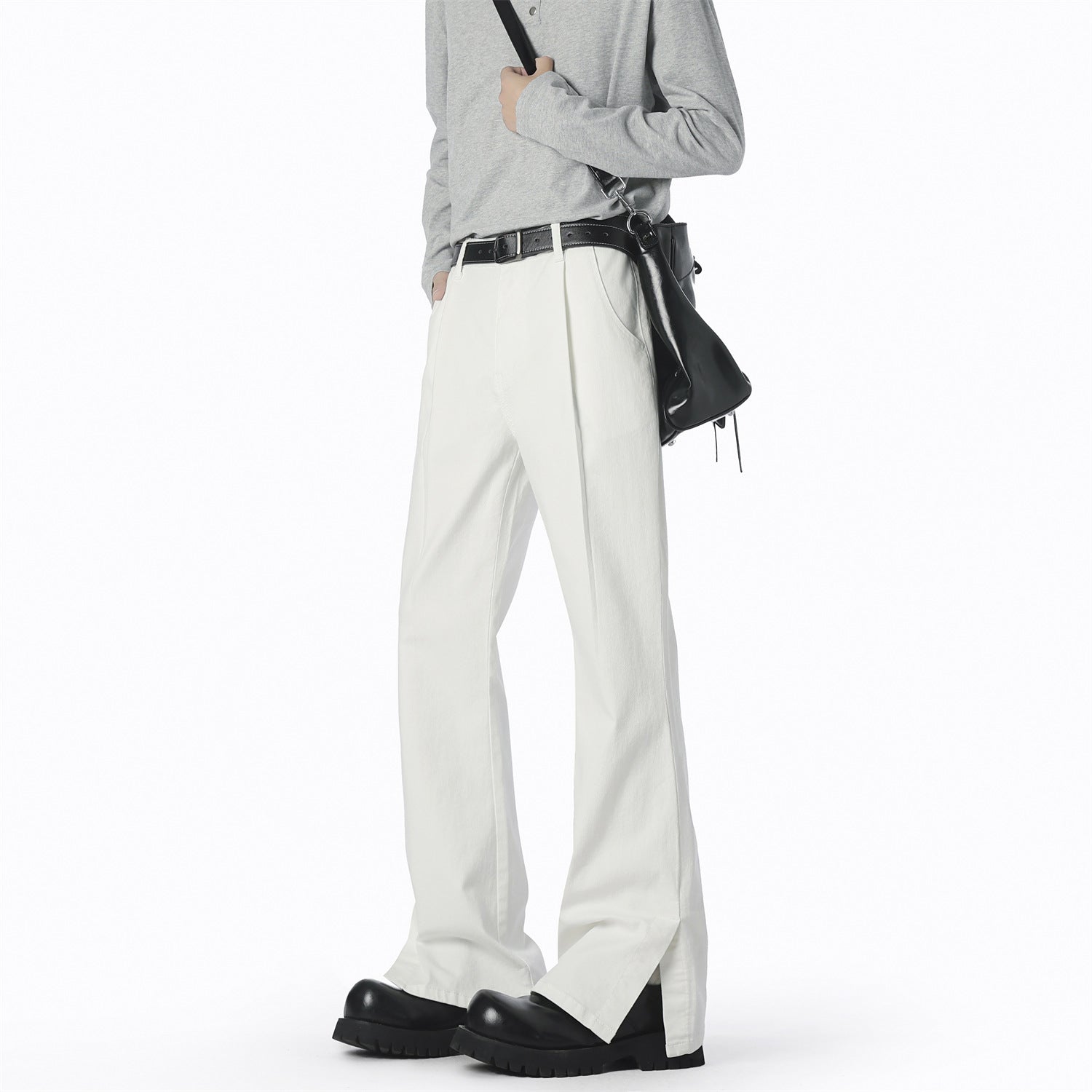 Damen elegante, weite Freizeithose mit feinen Falten und hochwertigen Materialien R&B