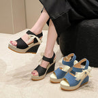 Damen Wedge-Sandalen mit modischem Riemchen und ergonomischer Sohle R&B