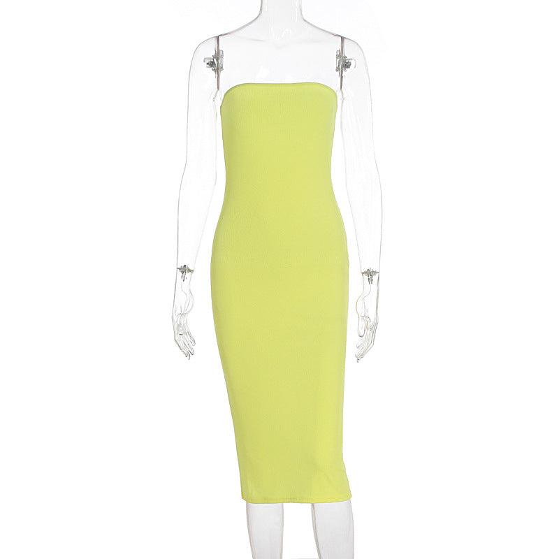 Damen Basic-Bodycon Kleid ohne Träger R&B