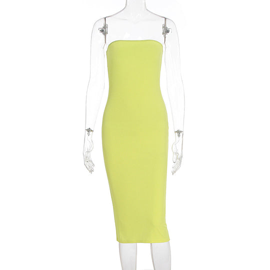 Damen Basic-Bodycon Kleid ohne Träger R&B
