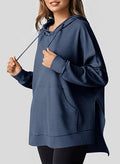 Damen Oversized Kapuzenpullover mit praktischen Taschen und seitlichen Schlitzen R&B