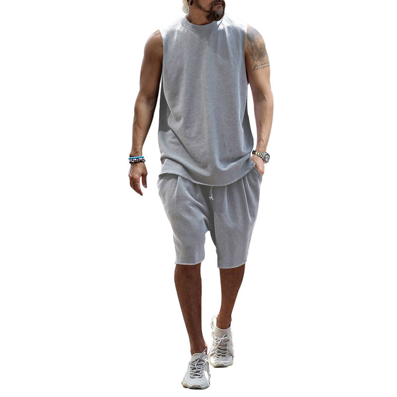 Herren sportliches Tanktop und Shorts-Set aus hochwertigem Baumwollmix R&B