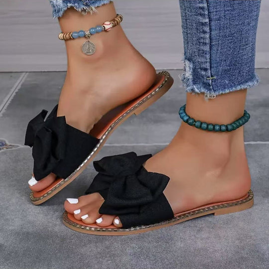 Damen Flip-Flops mit dekorativem Schleifen-Design und rutschfester Sohle R&B