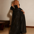 Damen Strapless Glamour Kleid mit eleganten Schals R&B