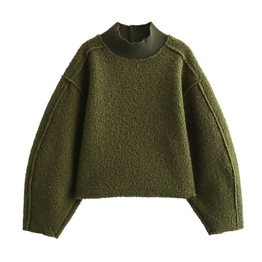 Damen Kuscheliger Pullover mit hohem Kragen und überschnittenen Schultern R&B