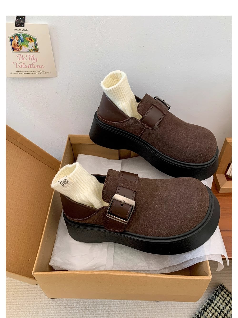 Damen Modische Chunky Clogs mit verstellbarem Schnallenverschluss und dickem Sohlenprofil R&B