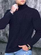 Herren Rollkragenpullover mit strukturiertem Strickmuster R&B