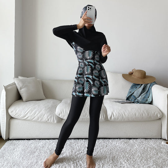 Damen Modisches 360-Grad-Schwimmanzug mit integrierter Hijab R&B
