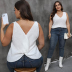 Damen luftiges Stricktop mit V-Ausschnitt R&B