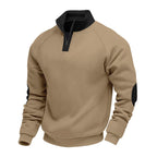 Herren nan Halbzip-Fleecepullover mit Stehkragen Raglanärmeln und Ellenbogenpatches R&B