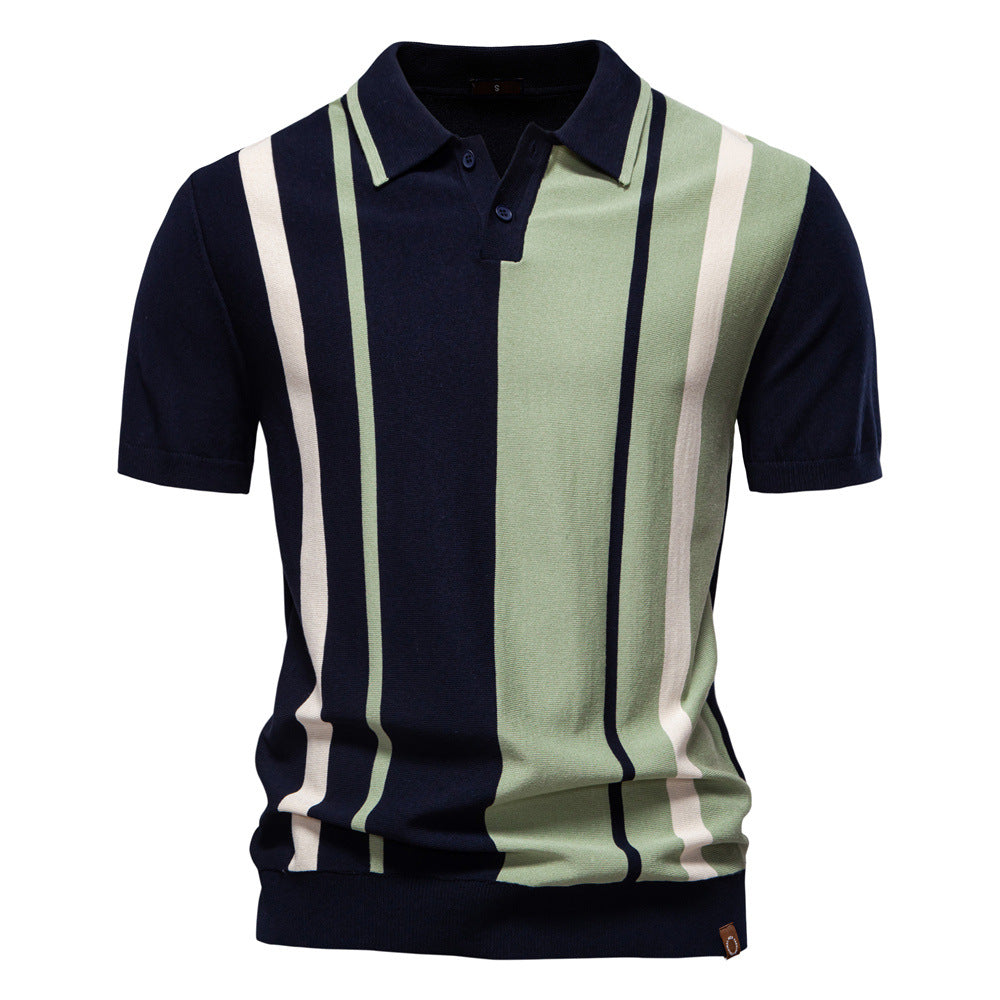 Herren Poloshirt mit modernem Streifen-Design und hochwertiger Baumwollmischung