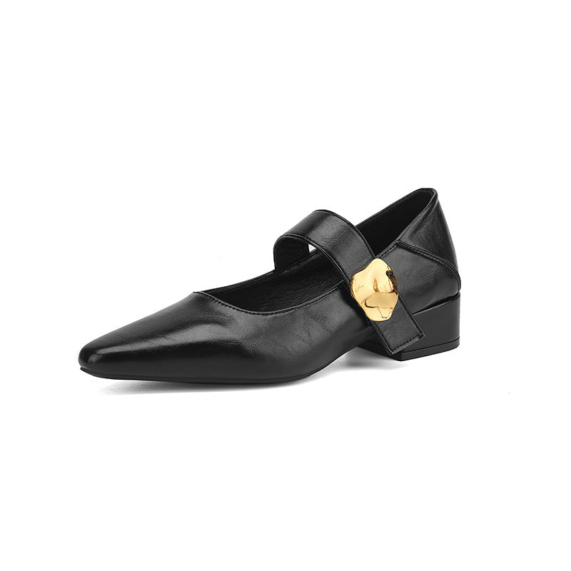 Damen elegante Pumps mit modischem Riemchen und glänzendem Schmuckdetail R&B