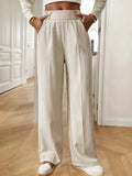 Damen Elegante und luftige Hochbundhose mit weitem Bein und praktischen Taschen R&B