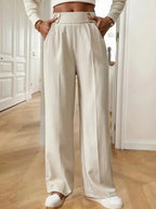 Damen Elegante und luftige Hochbundhose mit weitem Bein und praktischen Taschen R&B