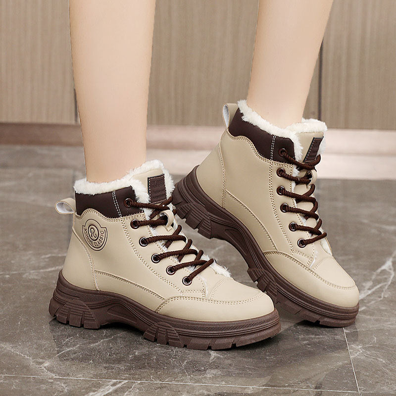 Damen warme Winterstiefel mit flauschigem Innenfutter und rutschfester Sohle R&B