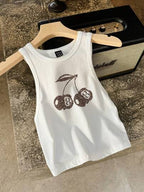 Damen ärmelloses Tanktop mit fröhlichem Kirschmotiv R&B
