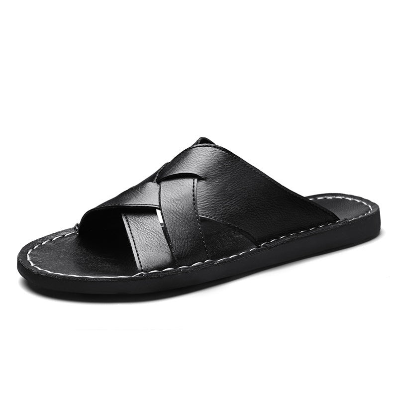 Herren Elegante und bequeme Leder-Sandalen mit verstellbarem Riemensystem R&B