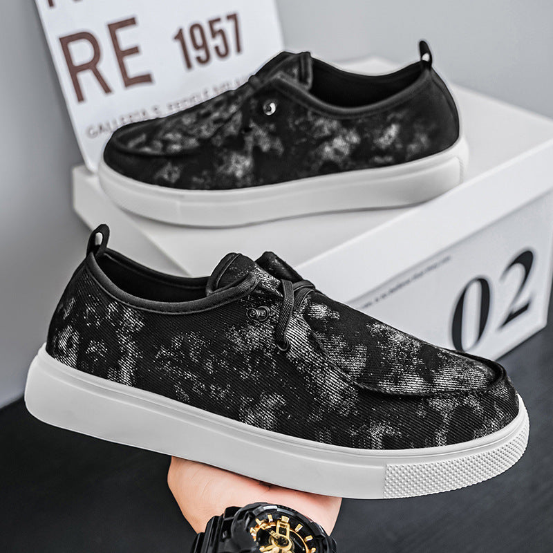 Damen lässige Slip-On Sneakers aus atmungsaktivem Denim mit elastischem Einschlupf